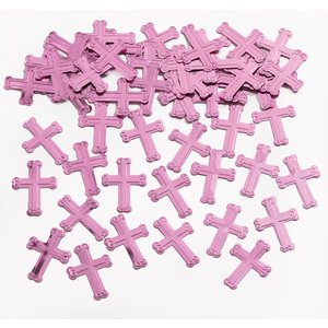 Bordskonfetti - glänsande rosa kors 14 g