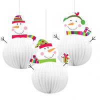 Glad snögubbe hängande dekorationer honeycomb- 20,3cm - 3 st