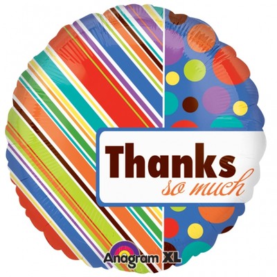 Tack s� mycket! prickig och randig flerf�rgad folieballong - 46 cm