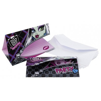 Monster high party inbjudningskort - 6 st