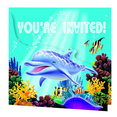 Ocean Party inbjudningskort - 8 st