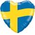 Folieballong - Hjärta med svenska flaggan 45 cm