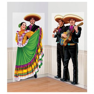 Fiesta party dansande par och Mariachi add-ons til dekorbakgrundl - 2 delars set