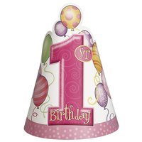 Partyhattar - Första födelsedagen Rosa