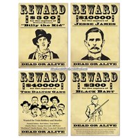 Western wanted reward poster pappfigurer - 48cm - 4 st Western wanted reward poster pappfigurer - 48cm - 4 st