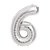 Ballong nummer 6 i silver - av folie 41 cm