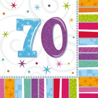 Färggranna och glänsande pappersservetter till 70-årsdagen - 2-lagers - 16 st Färggranna och glänsande pappersservetter till 70-årsdagen - 2-lagers - 16 st