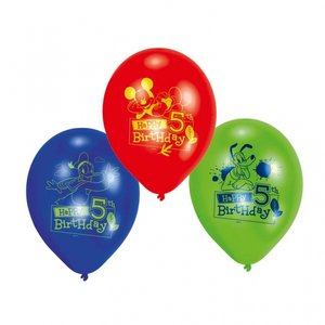 5-års födelsedagsballonger - Musse pigg - 23 cm latex - 6 st