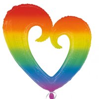 Folieballong - Rainbow Open Heart 76 cm