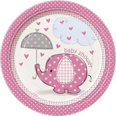 Assietter - Baby shower rosa - 18 cm 8 st