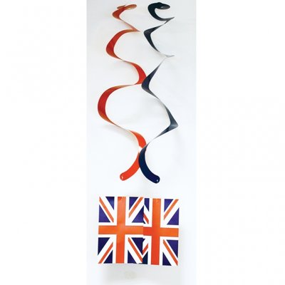Brittiska flaggan hngande virvlar festdekoration 55cm - 2 st