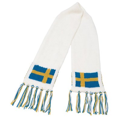 Handstickad Sverige halsduk - vit