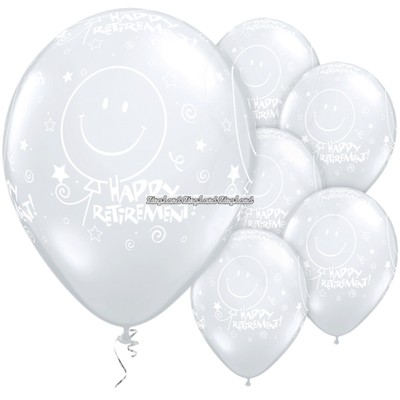 Grattis till pensionen ballonger - vita - 28 cm latex - 25 st