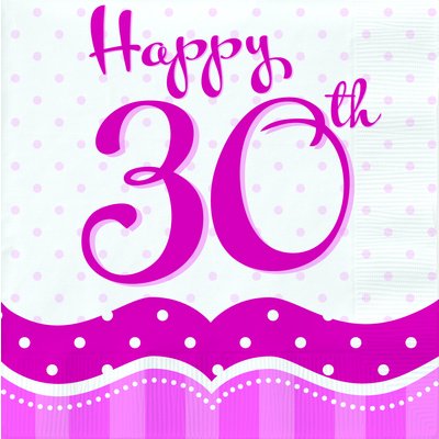 Rosa pappersservetter med prickar till 30-�rsdagen 2-lagers - 18 st