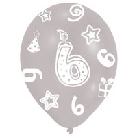 6-års födelsedagsballonger - blandade färger - 28 cm latex - 6 st