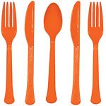 Orange plastbestickset - kalaspaket - 24 delar - 24 st