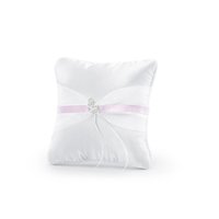 Kudde för vigselringar - Vit med rosa band och fjäril 20 cm Kudde för vigselringar - Vit med rosa band och fjäril 20 cm