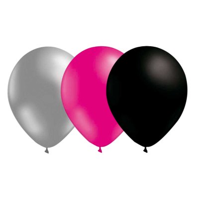 Ballongkombo - Silver-Magenta-Svart 15-pack