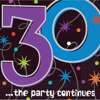 Pappersservetter till 30-årsdagen - The party continues 2-lagers - 16 st