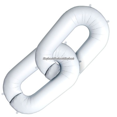 Vit dekorationskedja folieballong - 86 cm