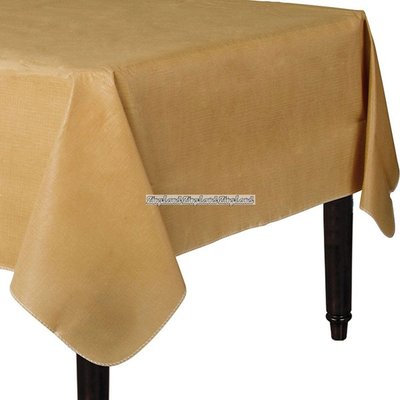 Guld bordsduk i vinyl med baksida av flanell - 132cm x 228cm