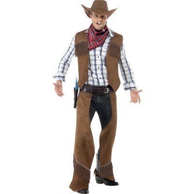 Cowboy med fransar maskeraddrkt - Medium