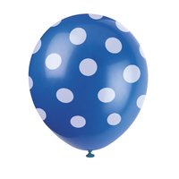 Blå latexballonger med prickar - 30 cm 6 st