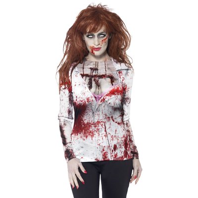 Zombie kvinna T-trja, maskeraddrkt