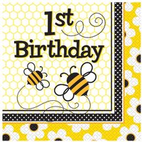 1-års födelsedag 2-lagers busy bees lunchservetter 33 cm - 16 st 1-års födelsedag 2-lagers busy bees lunchservetter 33 cm - 16 st