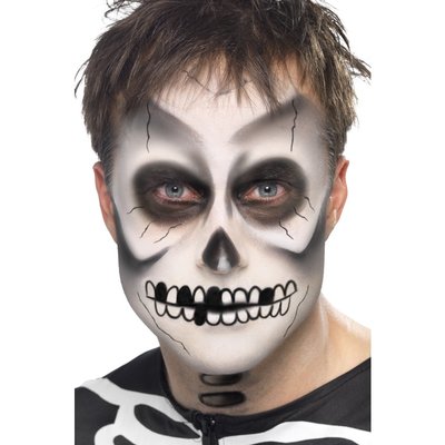 Skeleton Kit Black & White Face Paint Black Crayon and Sponge