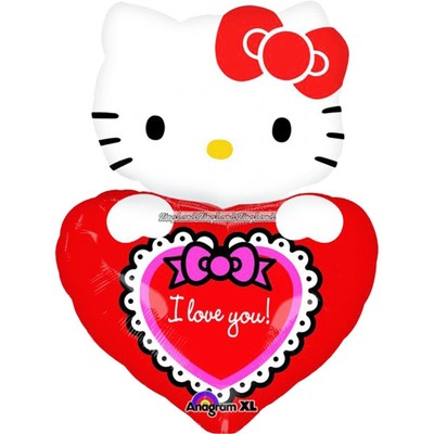Hello Kitty \\\"I love you\\\" - folieballong med rtt hjrta - 74 cm