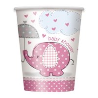 Pappersmuggar - Baby shower rosa - 27 cl 8 st