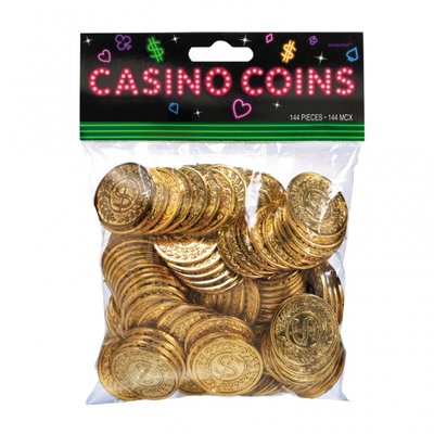 Casino guld plastmynt - 144 st