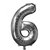 Nummer 6 silverfärgad folieballong - 86 cm