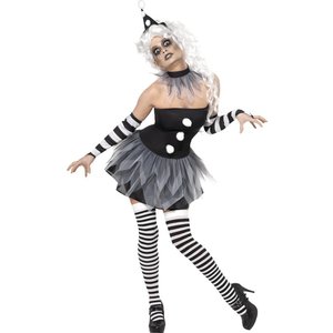 Ondskefull Pierrot-clown maskeraddräkt
