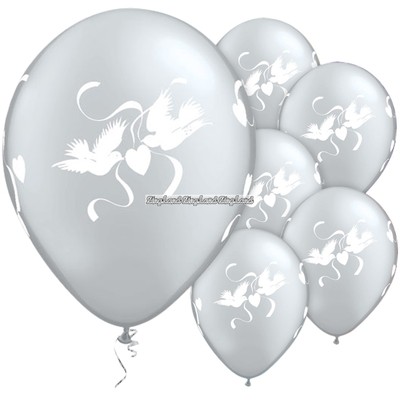 Krleksduvor eleganta brllopsballonger - 28 cm latex - 25 st