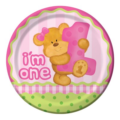 Rosa papperstallrikar 23cm - I am one - 8 st