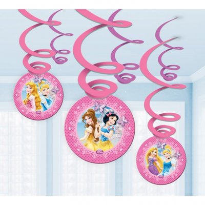 Disney prinsessa glittrande hngande virvlar festdekoration- 6 st