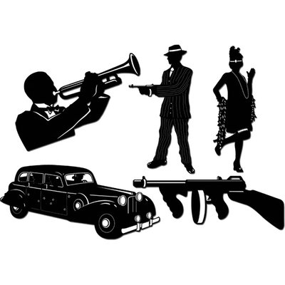 Gangster siluetter 1920-talsfest - 5 st