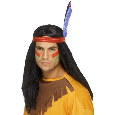 Modig indian peruk svart